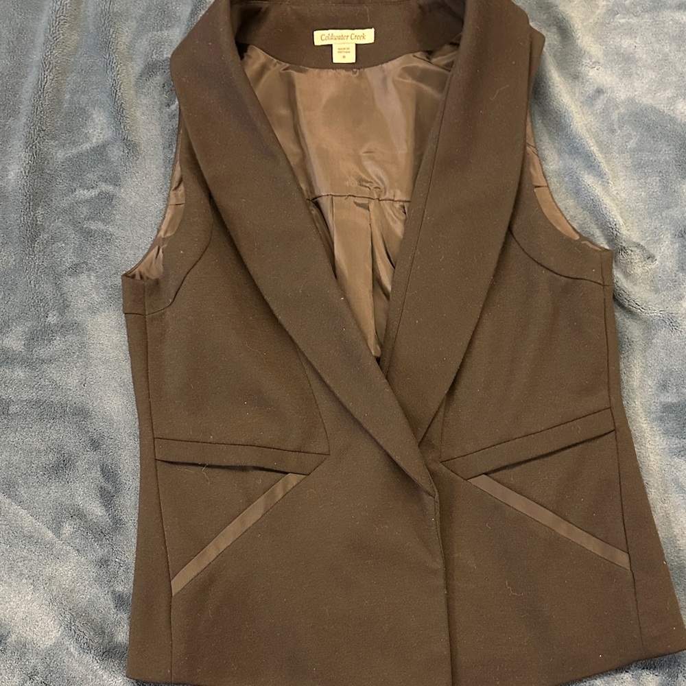 Coldwater Creek Women's Black Shawl Collar Vest